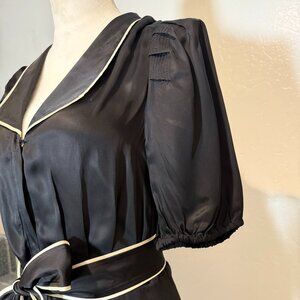 THE GREAT satin, black, midi vintage looking dress